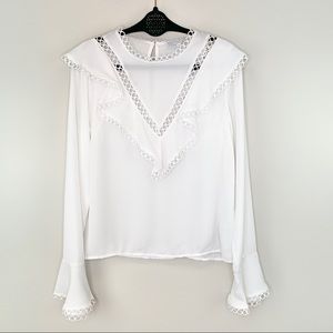Endless Rose Circle Cutout Blouse Top White Size S
